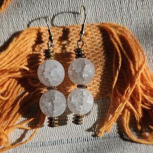 Elegant White Beaded Earrings